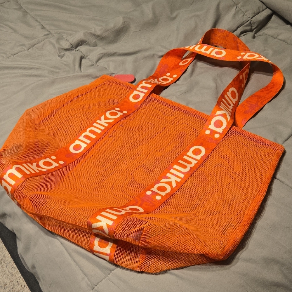Amika Vibrant Orange Mesh Tote